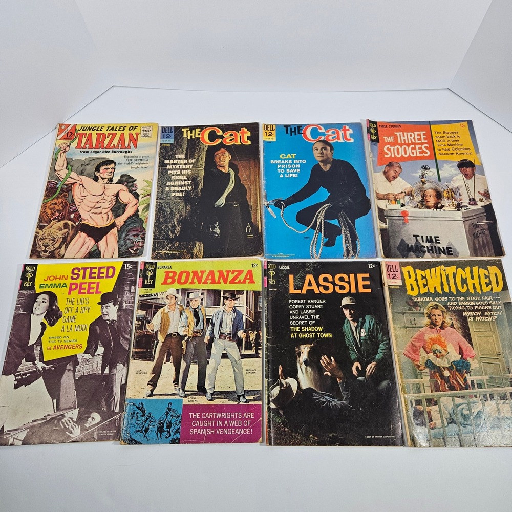 Vintage Silver Age Comic Book Lot of 8 Gold Key Tarzan Avengers Bonanza 1960s